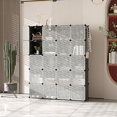 cahome 20-cube large black modular storage with doors for big rooms