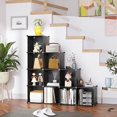 cahome 12-cube black plastic cube storage unit for clothes or books