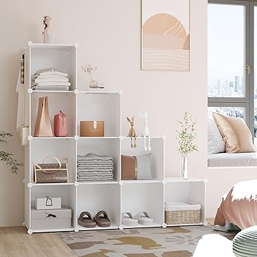 cahome 12-cube milky plastic modular storage for home or office