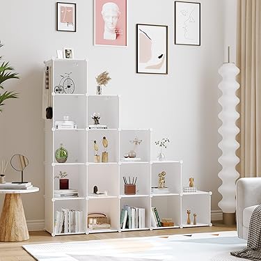 cahome white 16-cube plastic cube organizer for closet or bedroom
